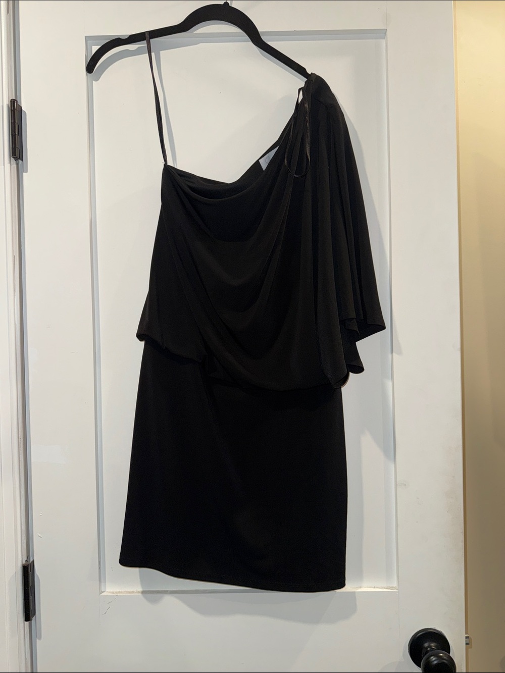 Jessica Simpson Black One-Shoulder Draped Mini Dress